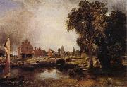 John Constable Dedham Lock and Mill oil painting on canvas